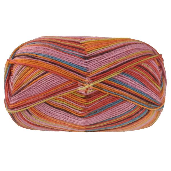 Ein Knäuel der Meilenweit 100 Carprese Farbe 7035 Fliederrosa/Tonrot/Orange/Limette/Türkis/ Mokka